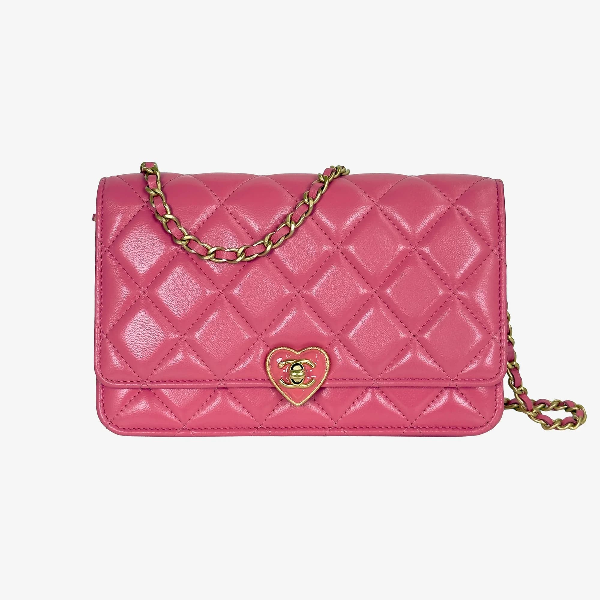 CHANEL 샤넬 코코 러브 하트 턴락 WOC 핑크