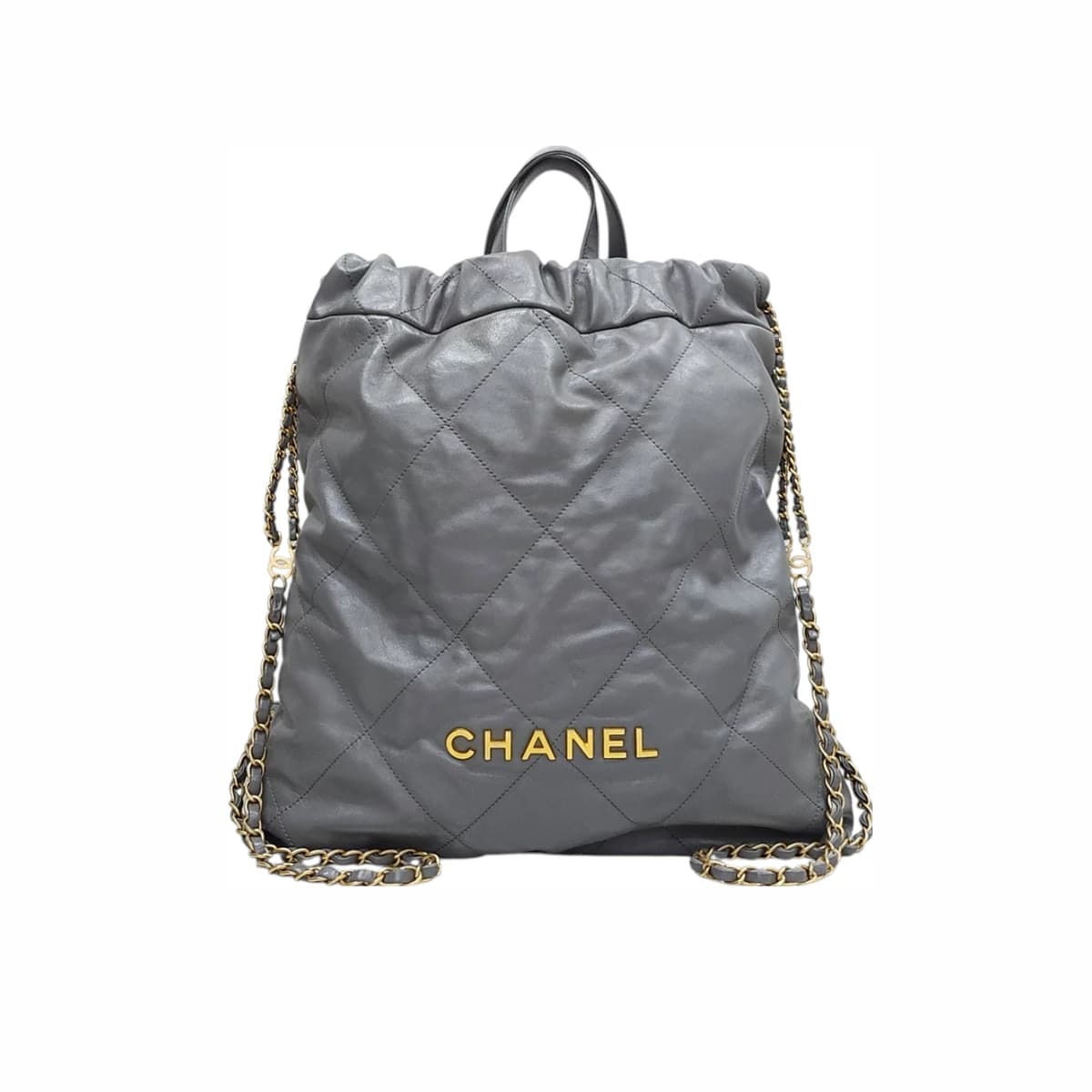 CHANEL 샤넬 22백팩 스몰 카프스킨 다크 그레이 내장칩