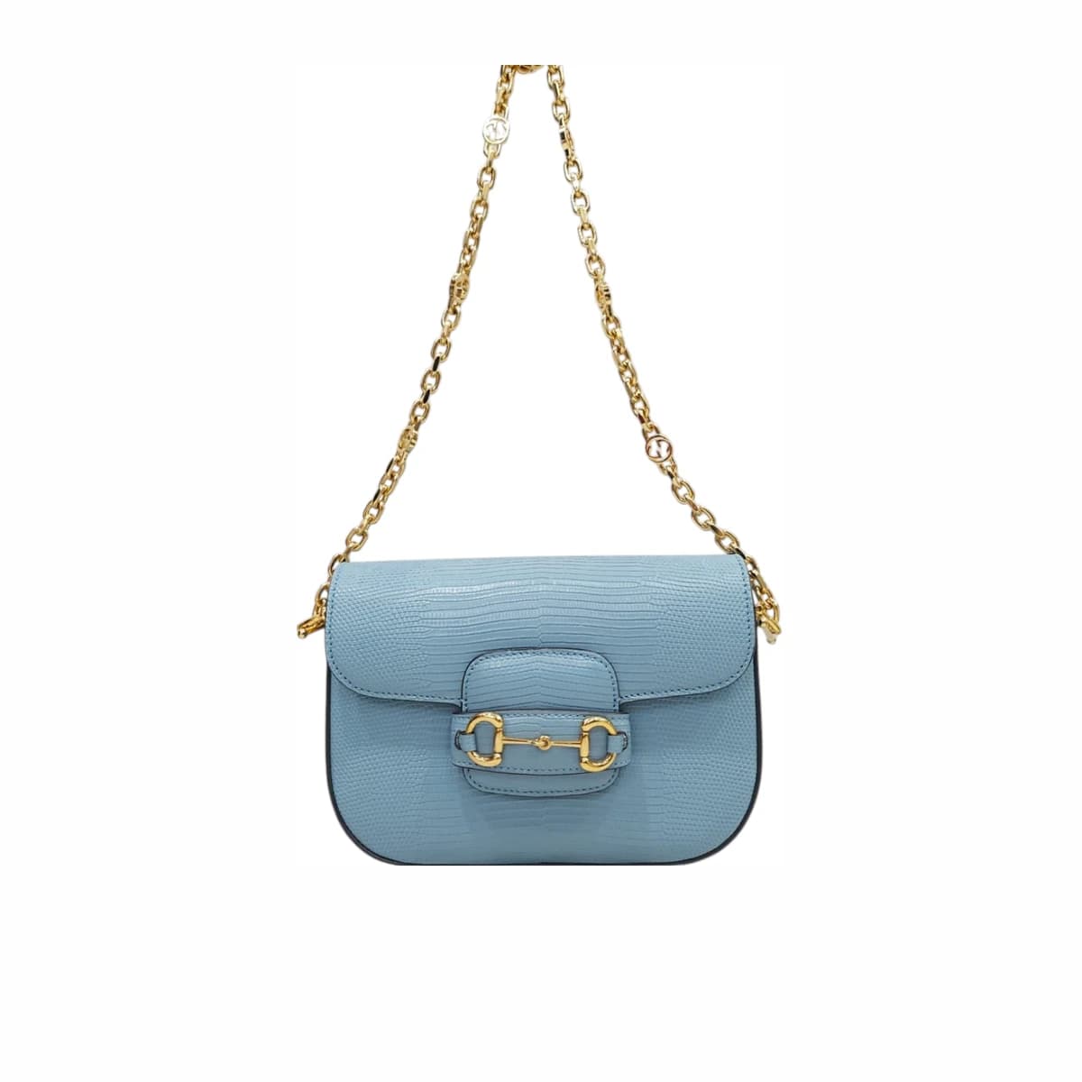GUCCI 구찌 홀스빗 1955 리자드 미니백 블루