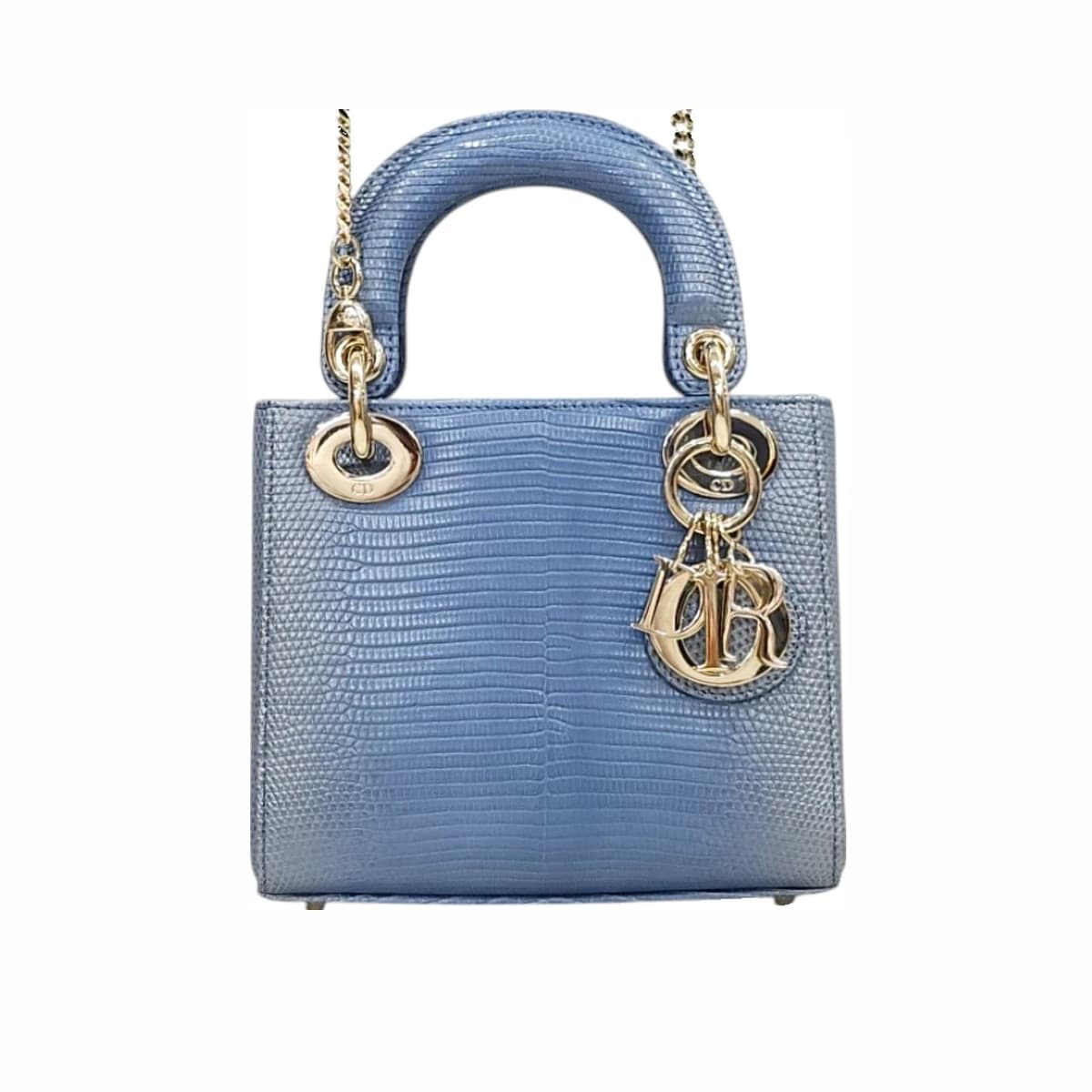 DIOR 디올 리자드 레이디디올백 미니 블루데님 S477 -M49E