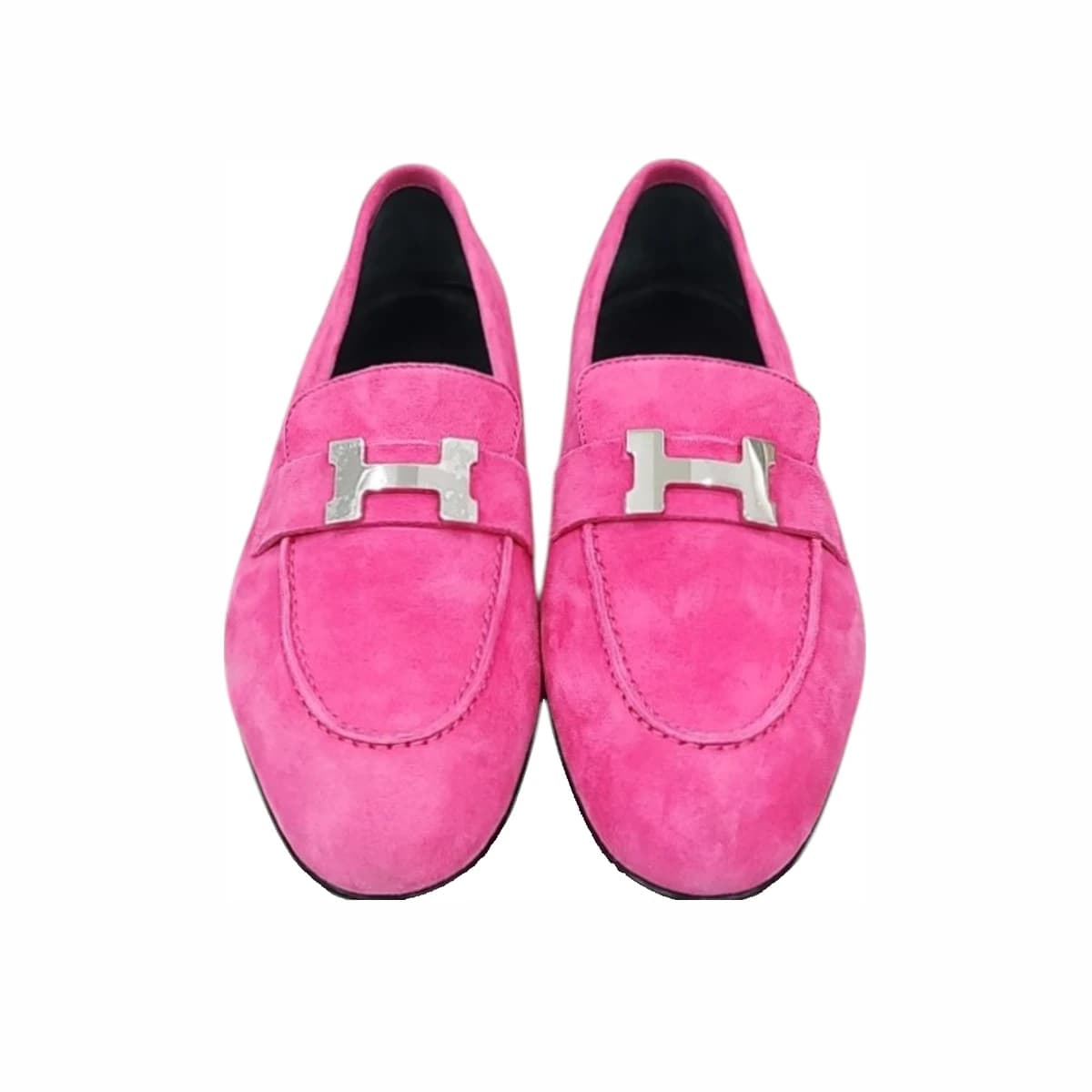 HERMÈS 에르메스 로즈 푸시아 스웨이드 파리 로퍼 37.5S58 65