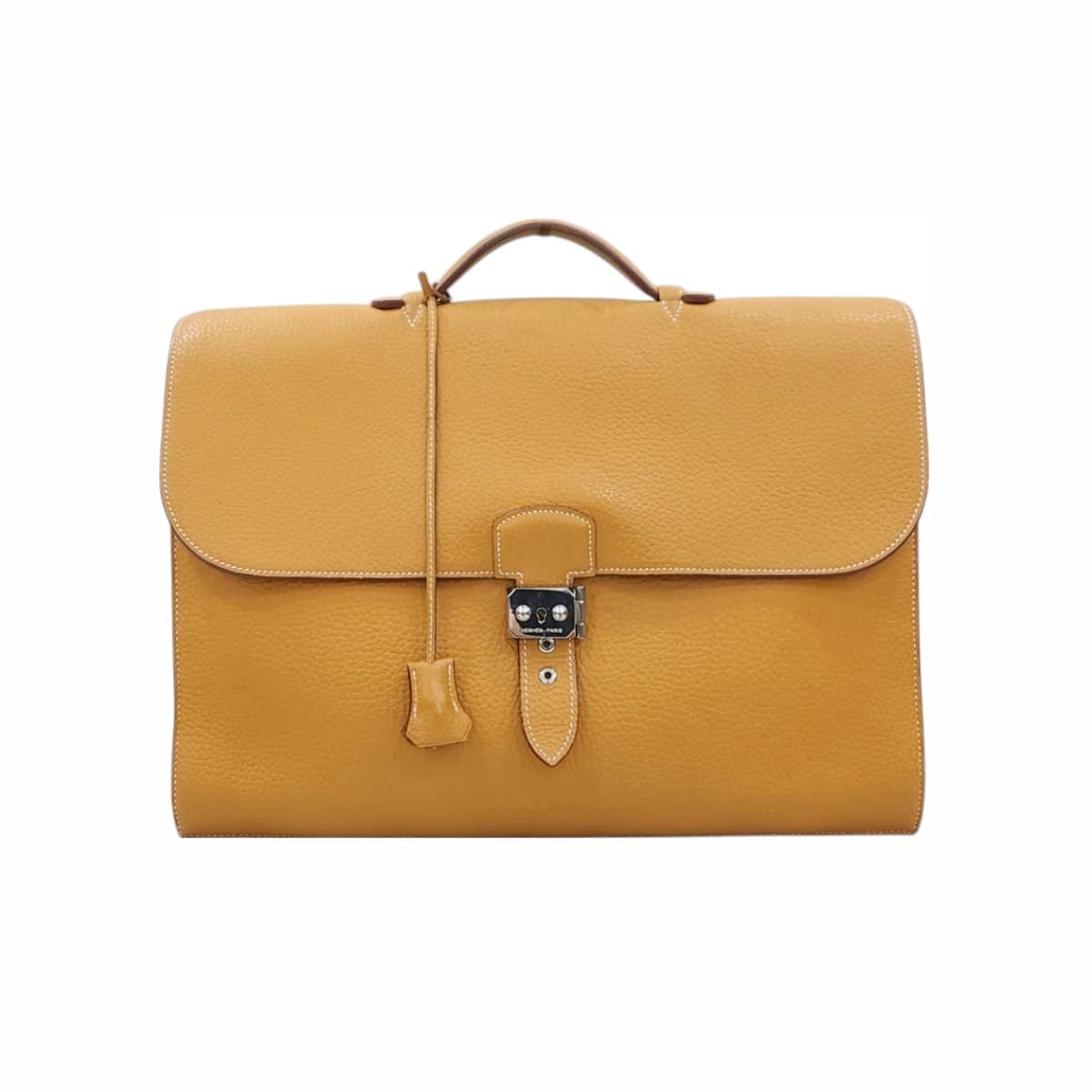 HERMÈS 에르메스 삭아데페슈브리프케이스 카멜 금장 265 293