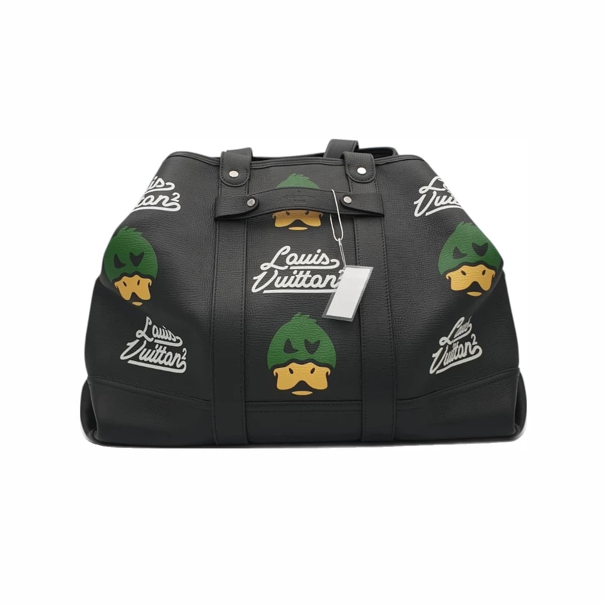 LOUIS VUITTON 루이비통 X 니고 한정판 LV 트롤리 레더 토트백 블랙 가죽