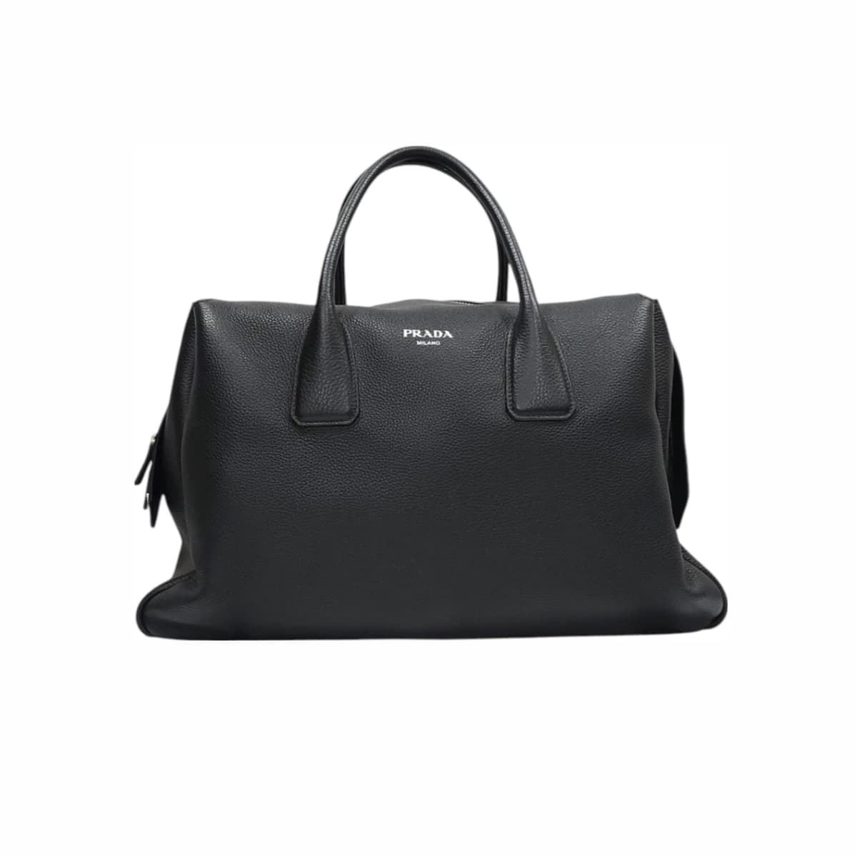 PRADA 프라다 로고 그레인 레더 트래블 토트백 블랙