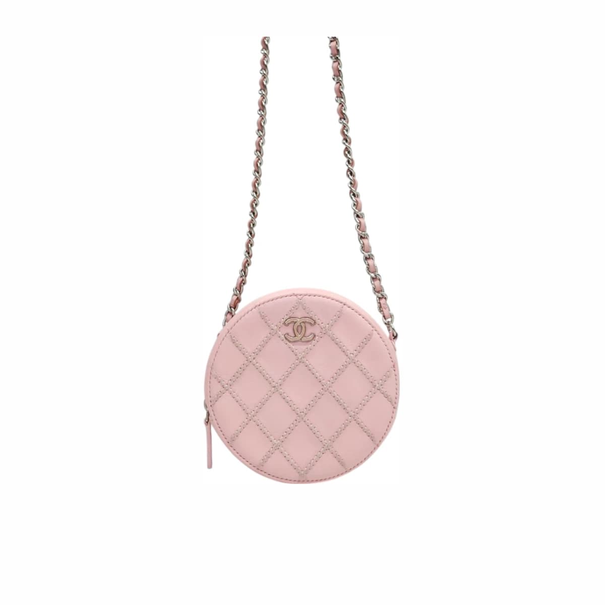 CHANEL 샤넬 울트라 스티치 동그리 체인 크로스백 핑크 램스킨 29번대