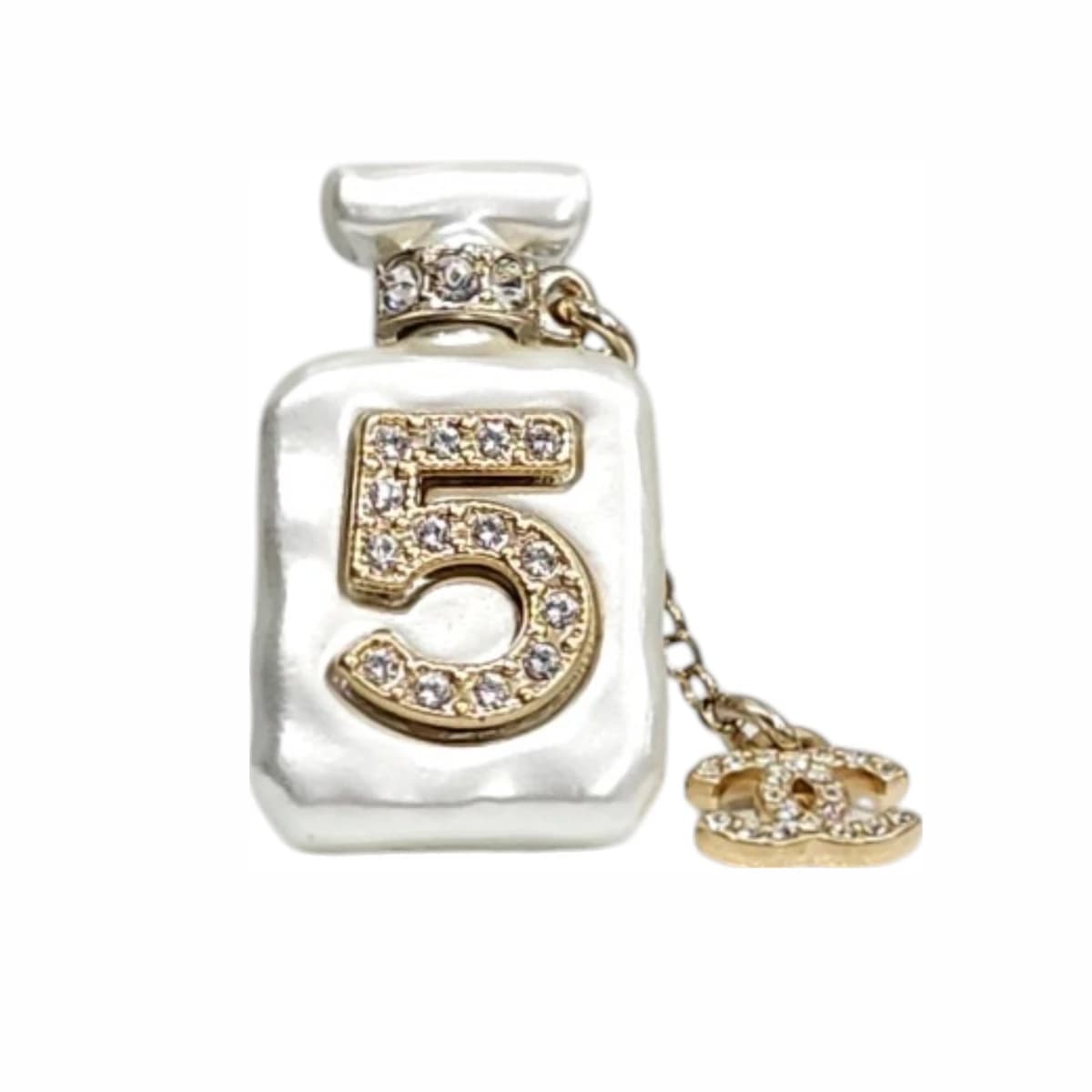 CHANEL 샤넬 CC 로고 넘버 5 향수 큐빅 브로치