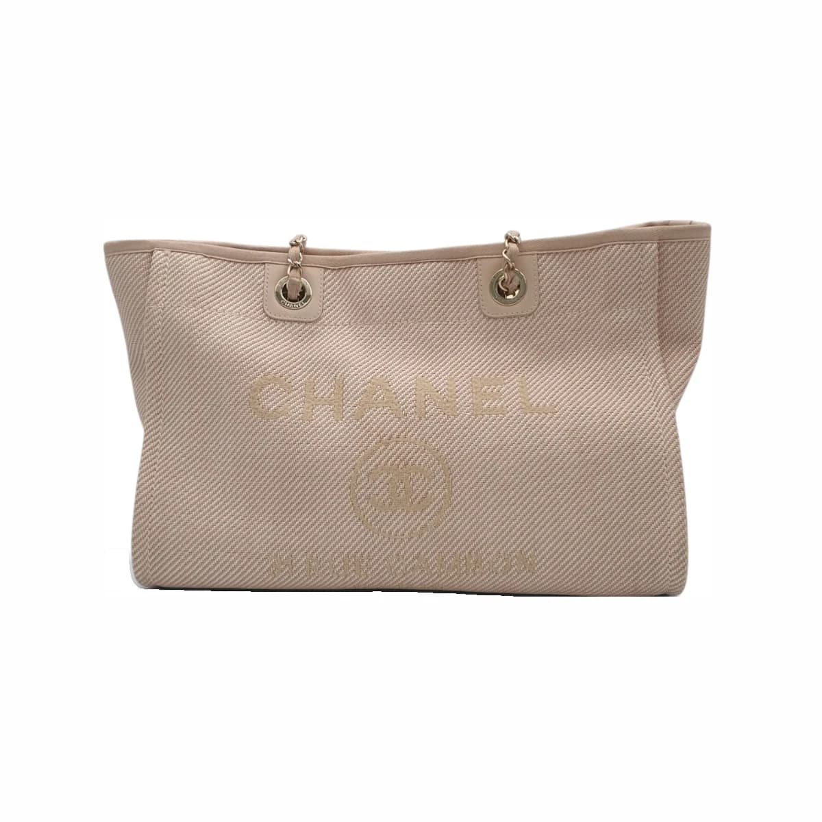 CHANEL 샤넬 핑크 에크루 도빌 미디움 체인 숄더백 30번대