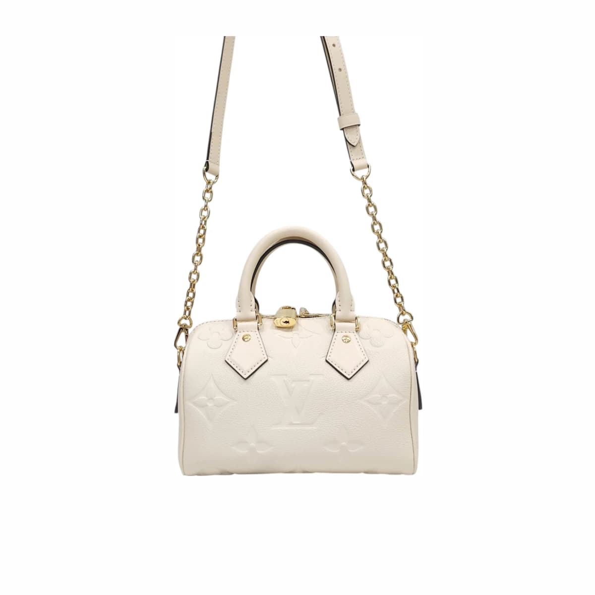 LOUIS VUITTON 루이비통 스피디 반둘리에 20 모노그램 앙프렝뜨크렘 크렘