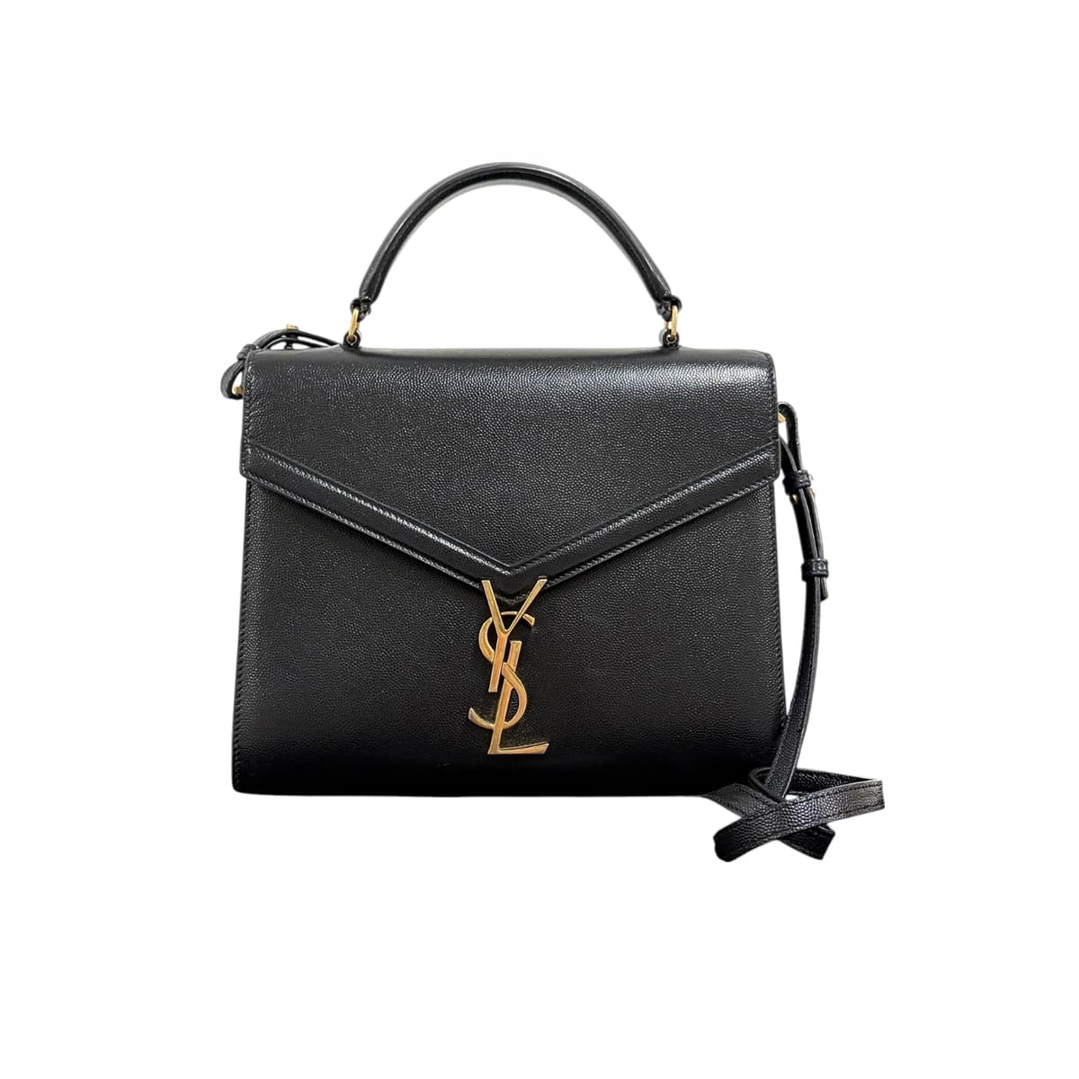 SAINT LAURENT 생로랑 블랙 카산드라 탑 핸들 토트백 숄더백