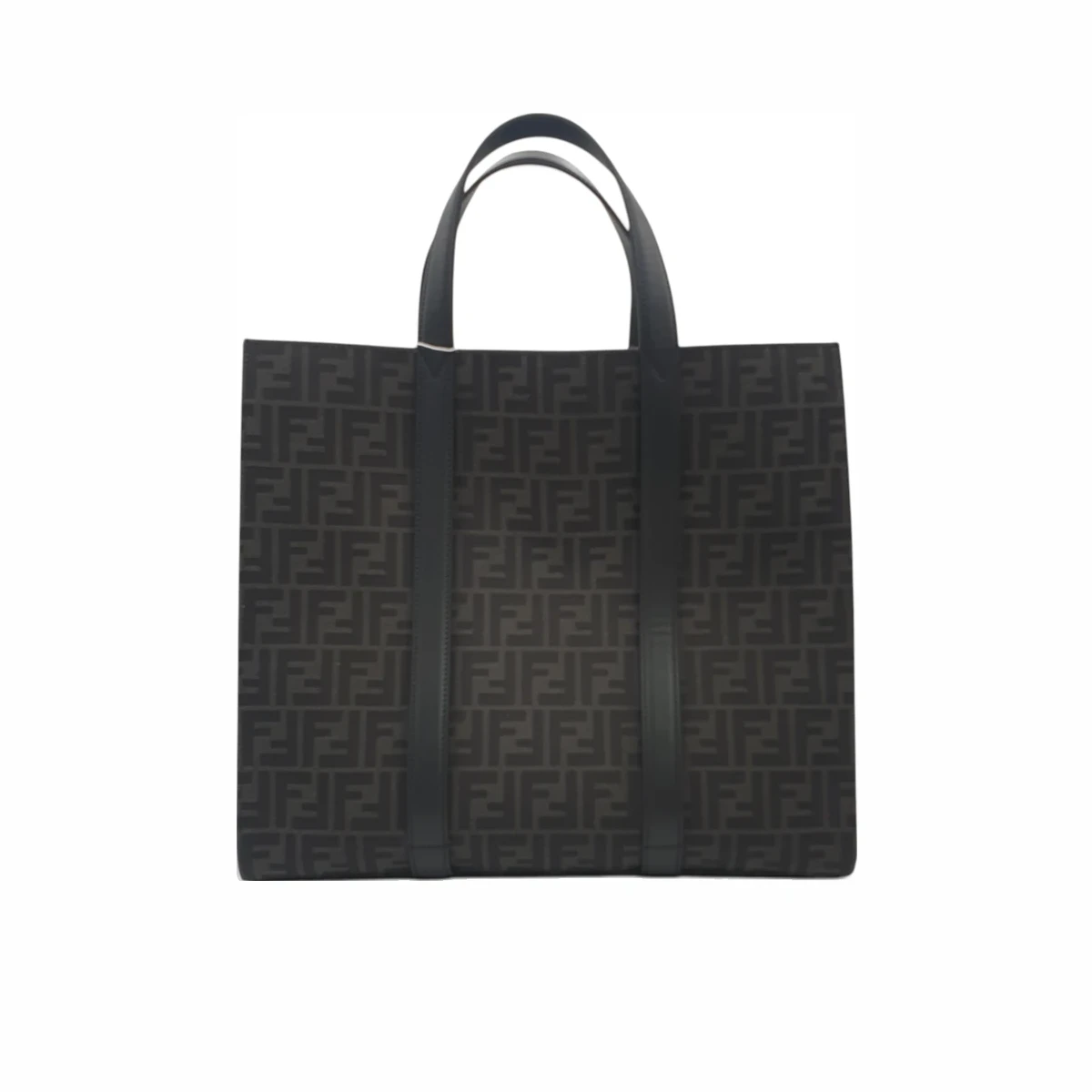 FENDI 펜디 블랙 FF 자카드 쇼퍼 토트 숄더백
