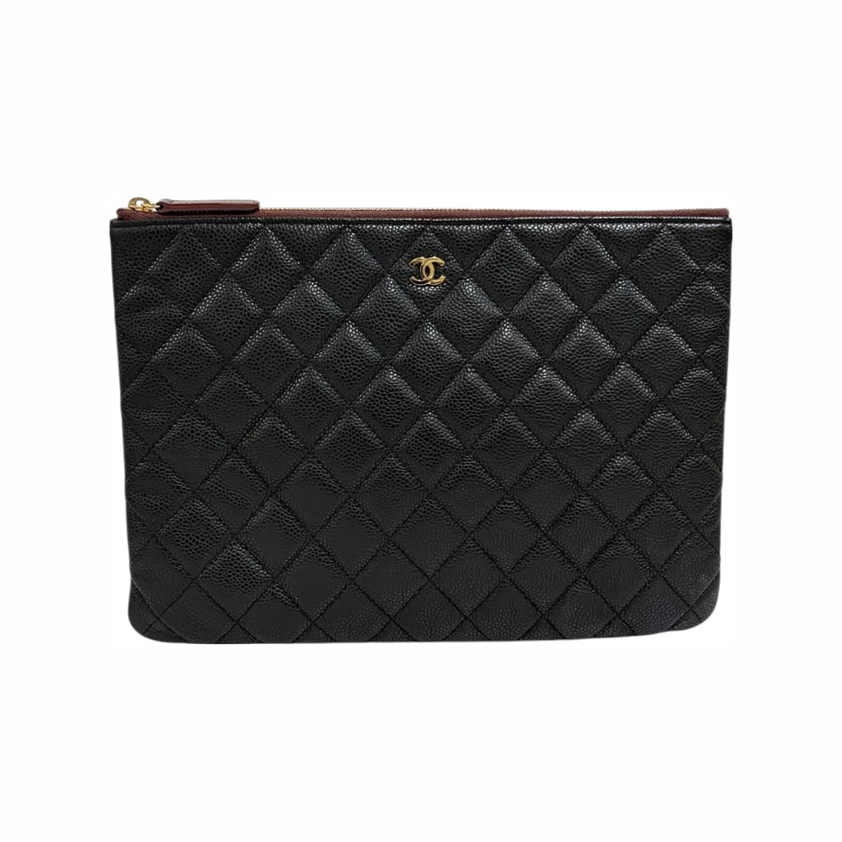 CHANEL 샤넬 블랙 클래식 캐비어 클러치