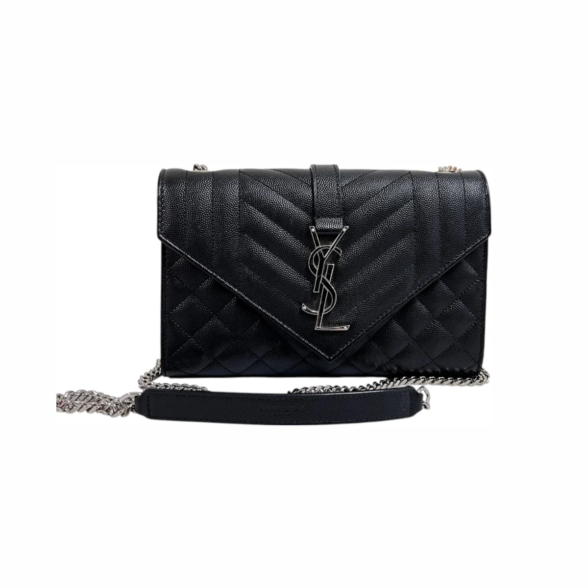 SAINT LAURENT 생로랑 블랙 엔벨로프 체인 숄더백 스몰