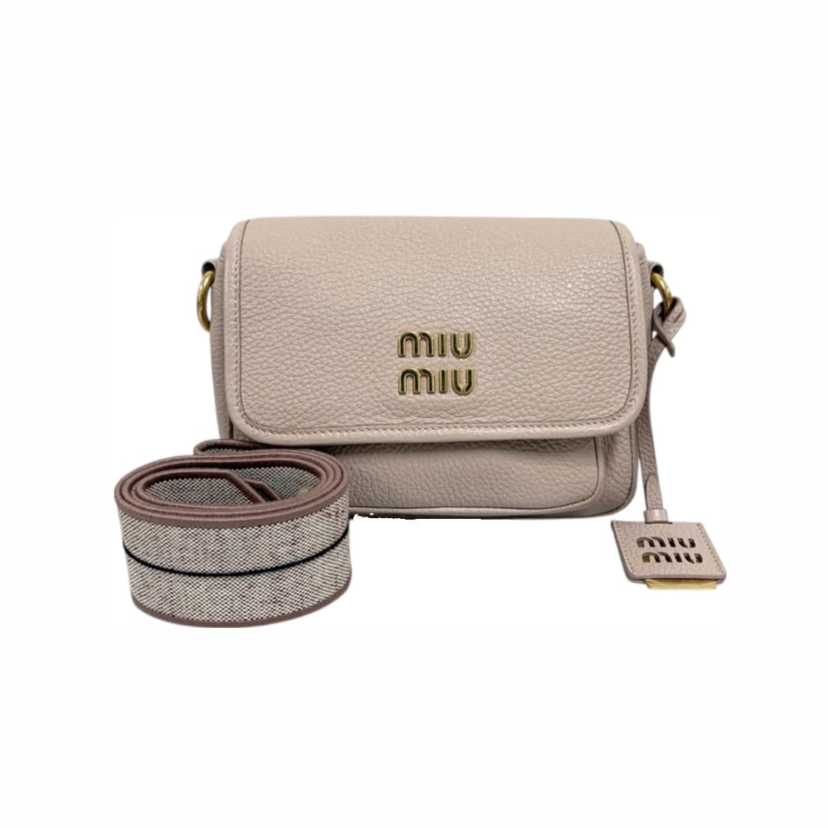 MIU MIU 미우미우 로고 스트랩 레더 숄더백 & 크로스백 핑크 가죽