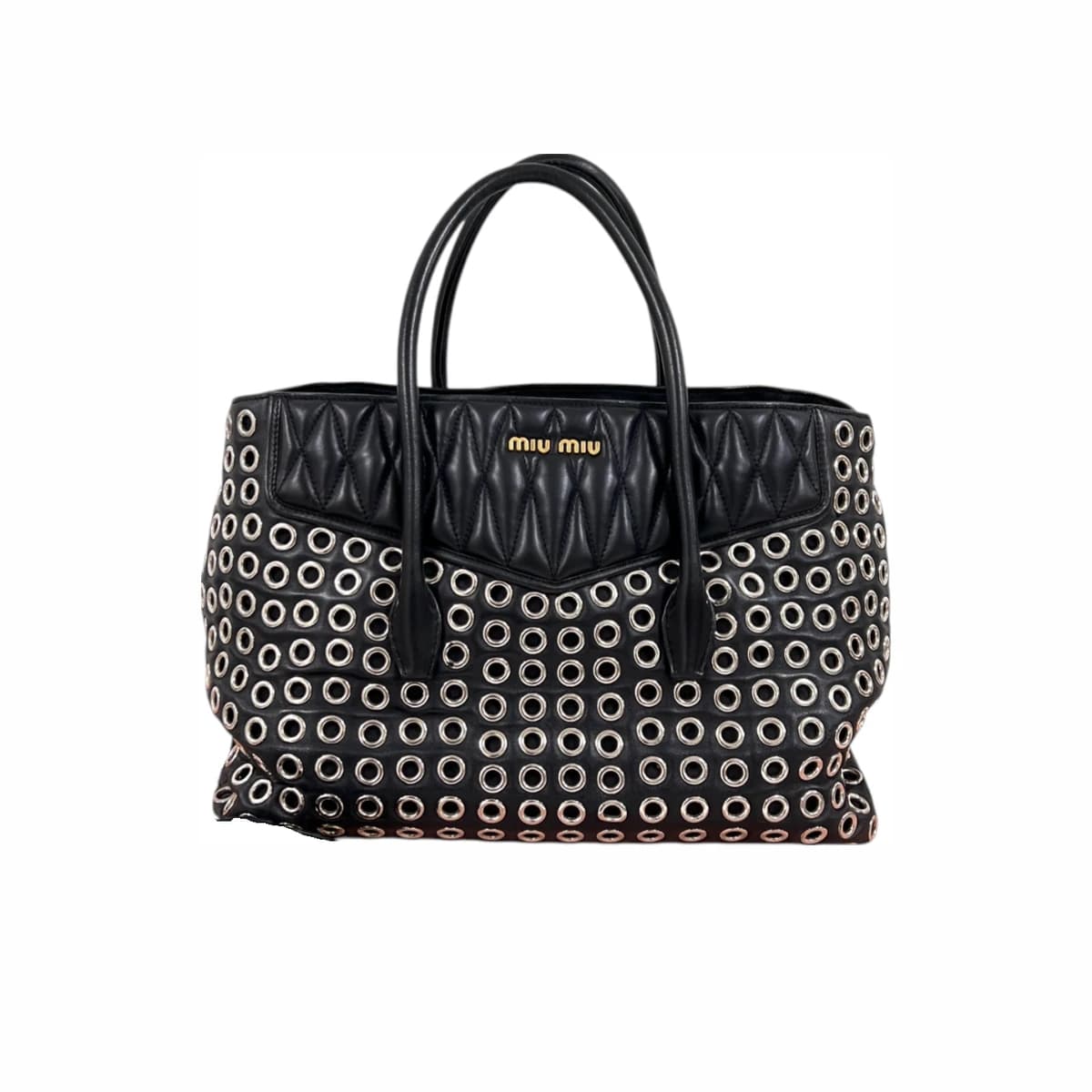 MIU MIU 미우미우 바이커 펀칭 토트백 & 숄더백 블랙