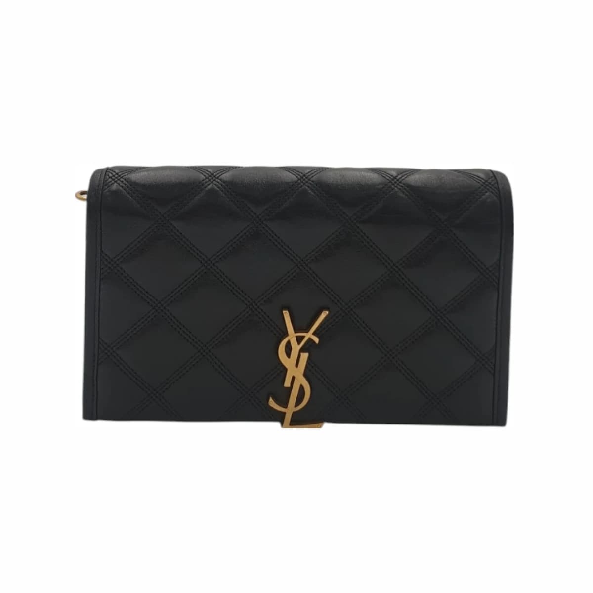 SAINT LAURENT 생로랑 블랙 레더 베키 모노그램 체인 크로스백 가죽