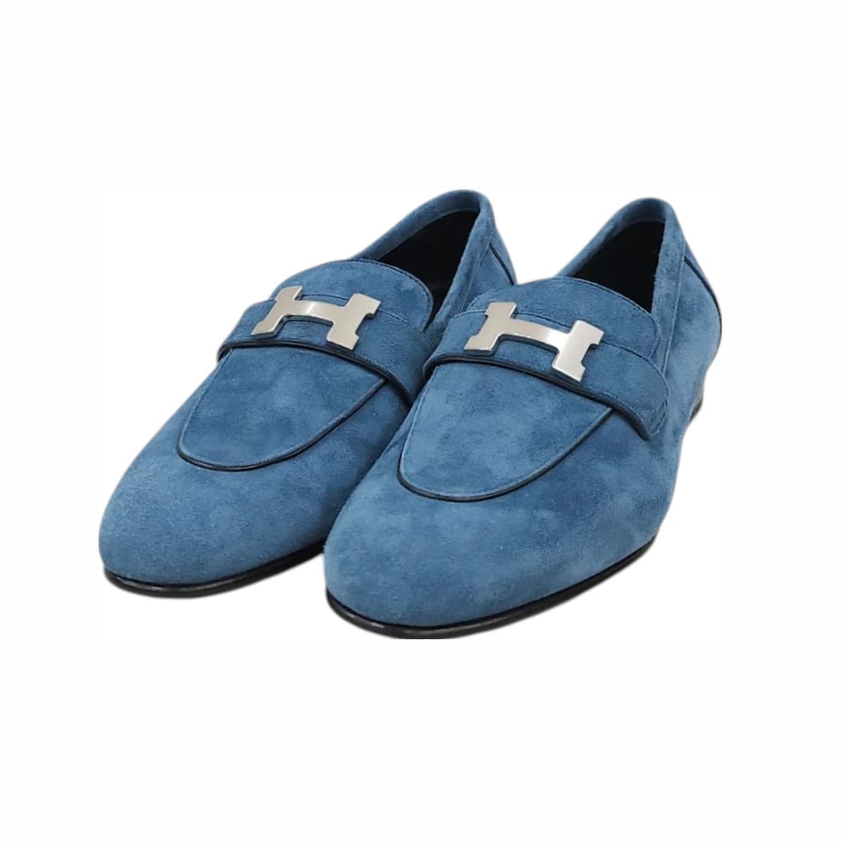 HERMÈS 에르메스 파리 로퍼 블루 은장 37 가죽