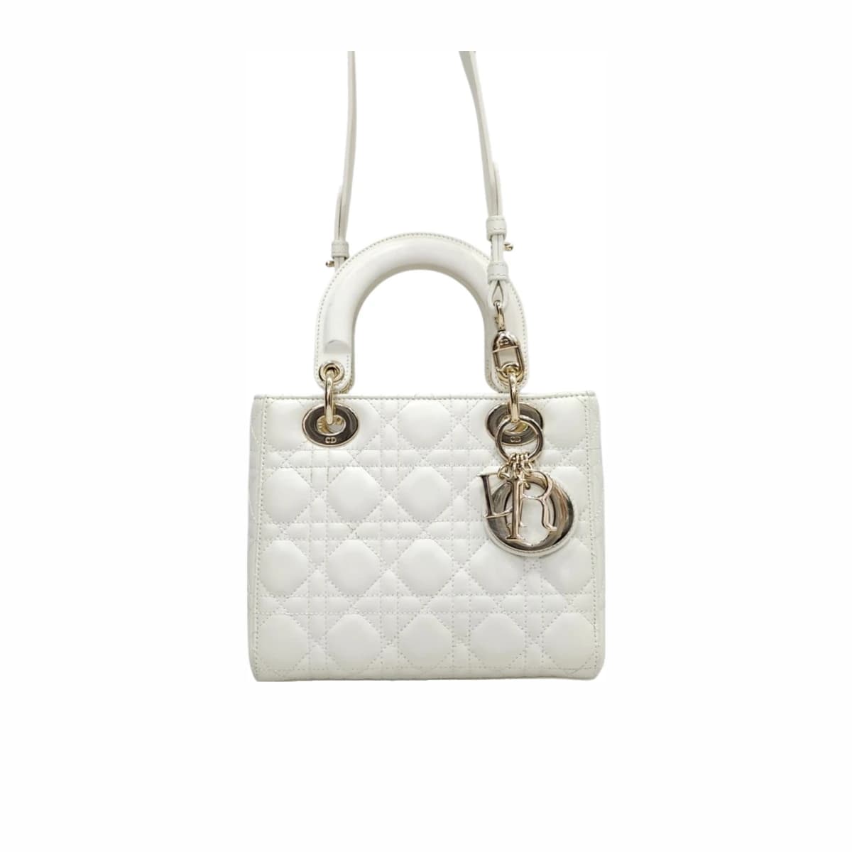 DIOR 디올 레이디 마이 ABC 스몰백 라떼 까나쥬 램스킨 화이트