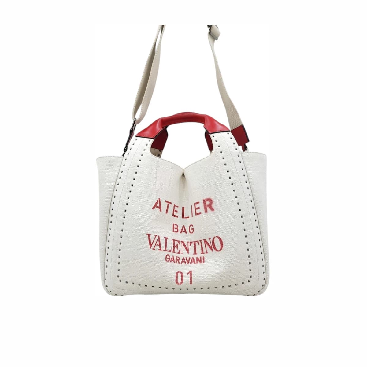 VALENTINO 발렌티노 가라바니 아뜰리에 캔버스 토트백 화이트