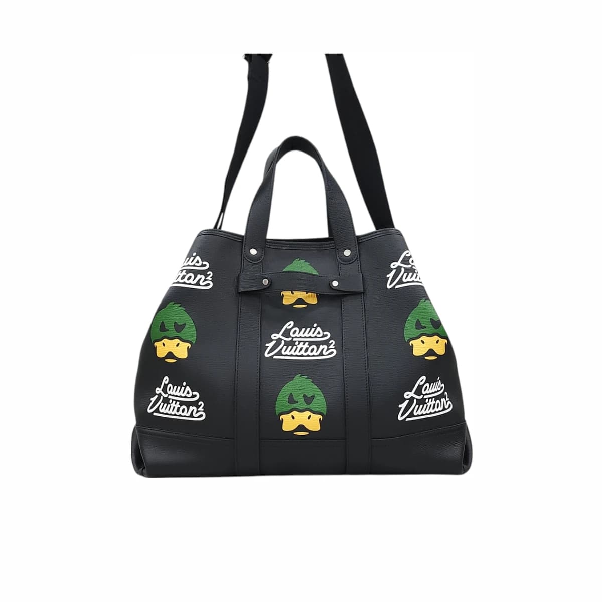 LOUIS VUITTON 루이비통X니고 한정판 LV 저니 레더 토트백 블랙 가죽