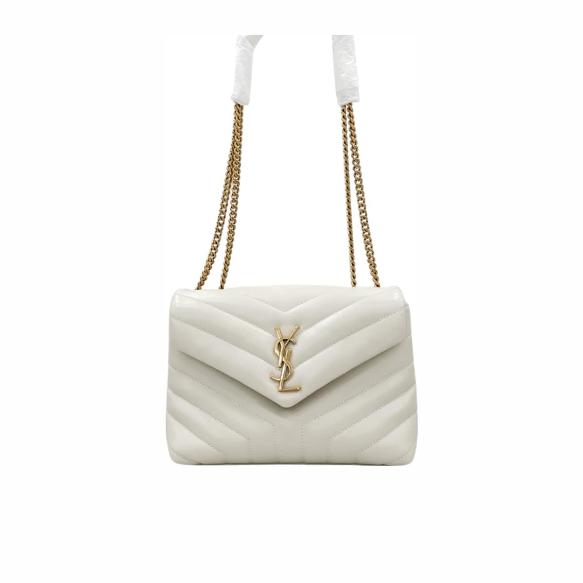 SAINT LAURENT 생로랑 모노그램 마틀라 세루루 체인 숄더백 스몰 화이트