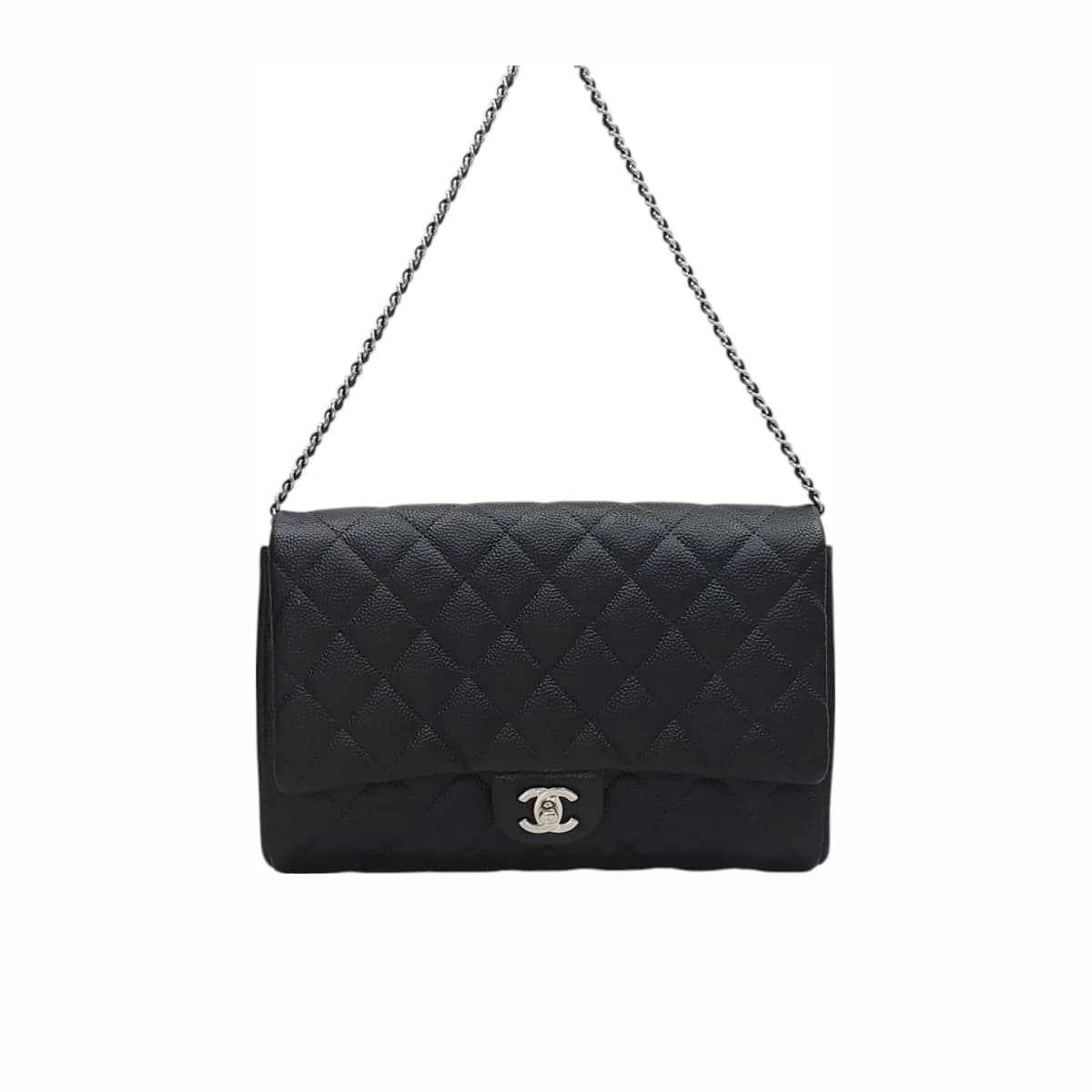 CHANEL 샤넬 클래식 캐비어 싱글 플랩 숄더백 라지 177번대 블랙