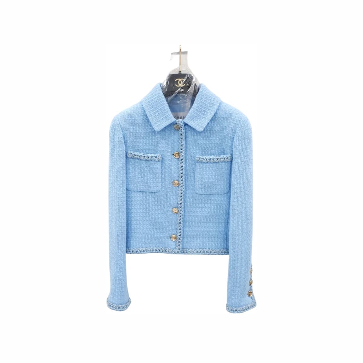CHANEL 샤넬 25B 트위드 라이트 블루 자켓 34