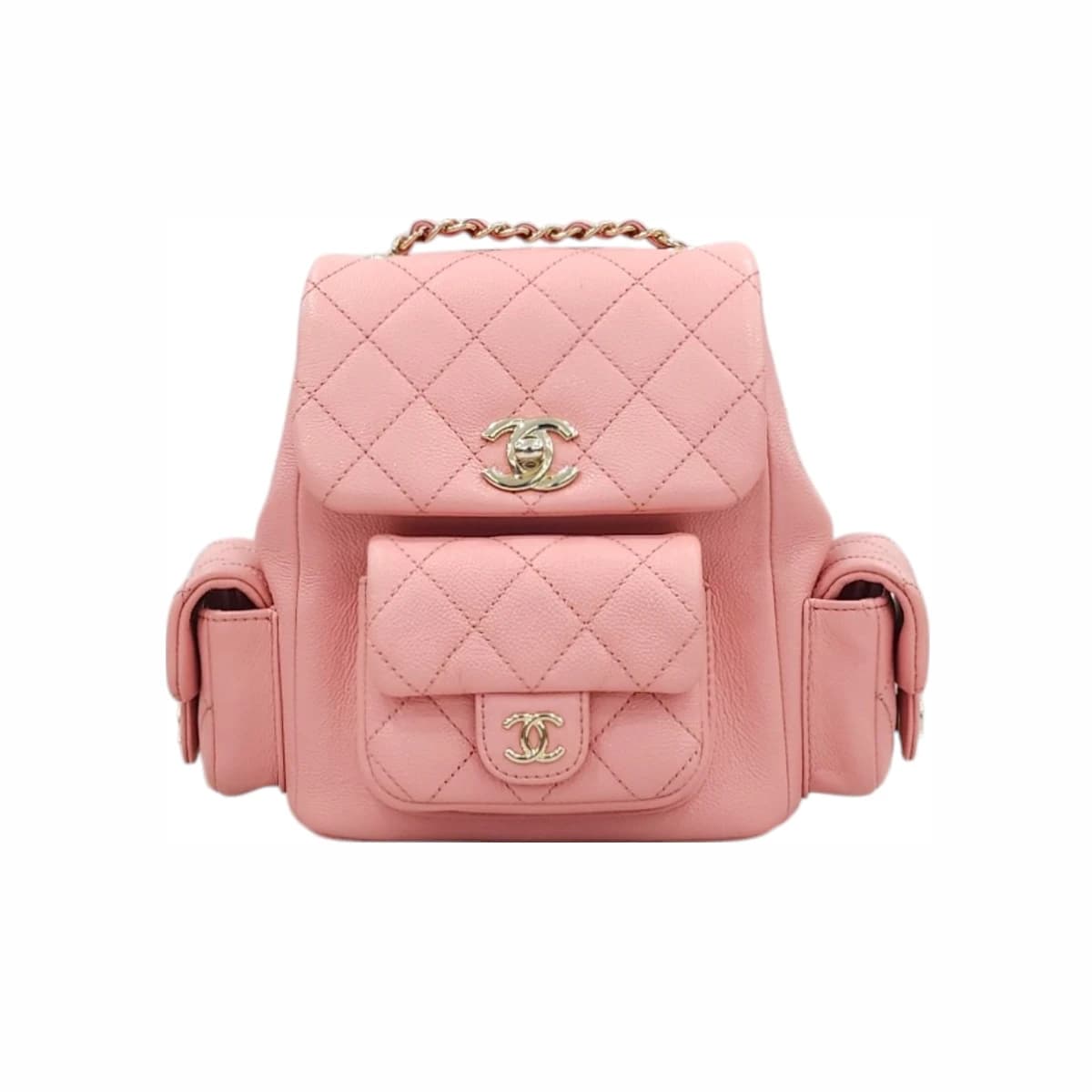 CHANEL 샤넬 핑크 캐비어 듀마 포켓백 팩 N770