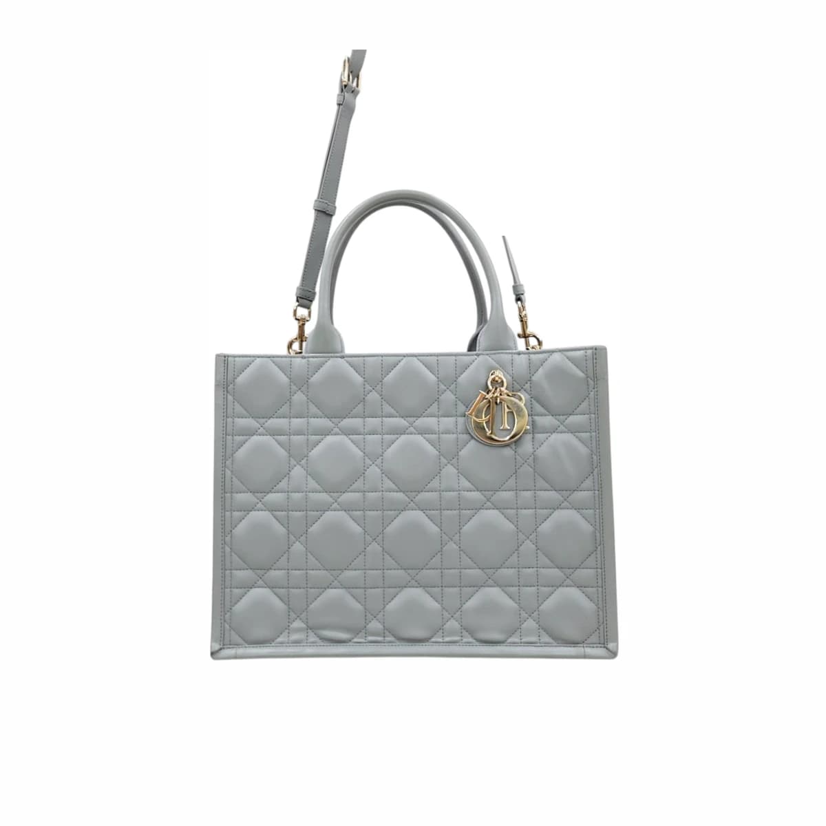 DIOR 디올 매크로 까나쥬 레더 북 토트백 미디엄 344 그레이 가죽