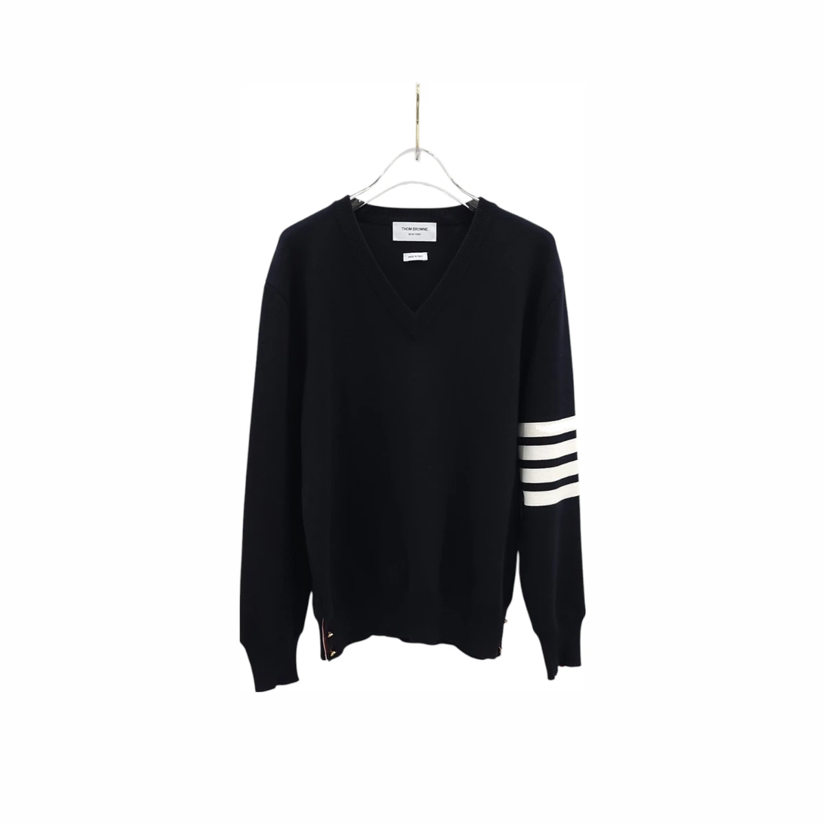THOM BROWNE 톰브라운 밀라노 스티치 브이넥니트 50 블랙