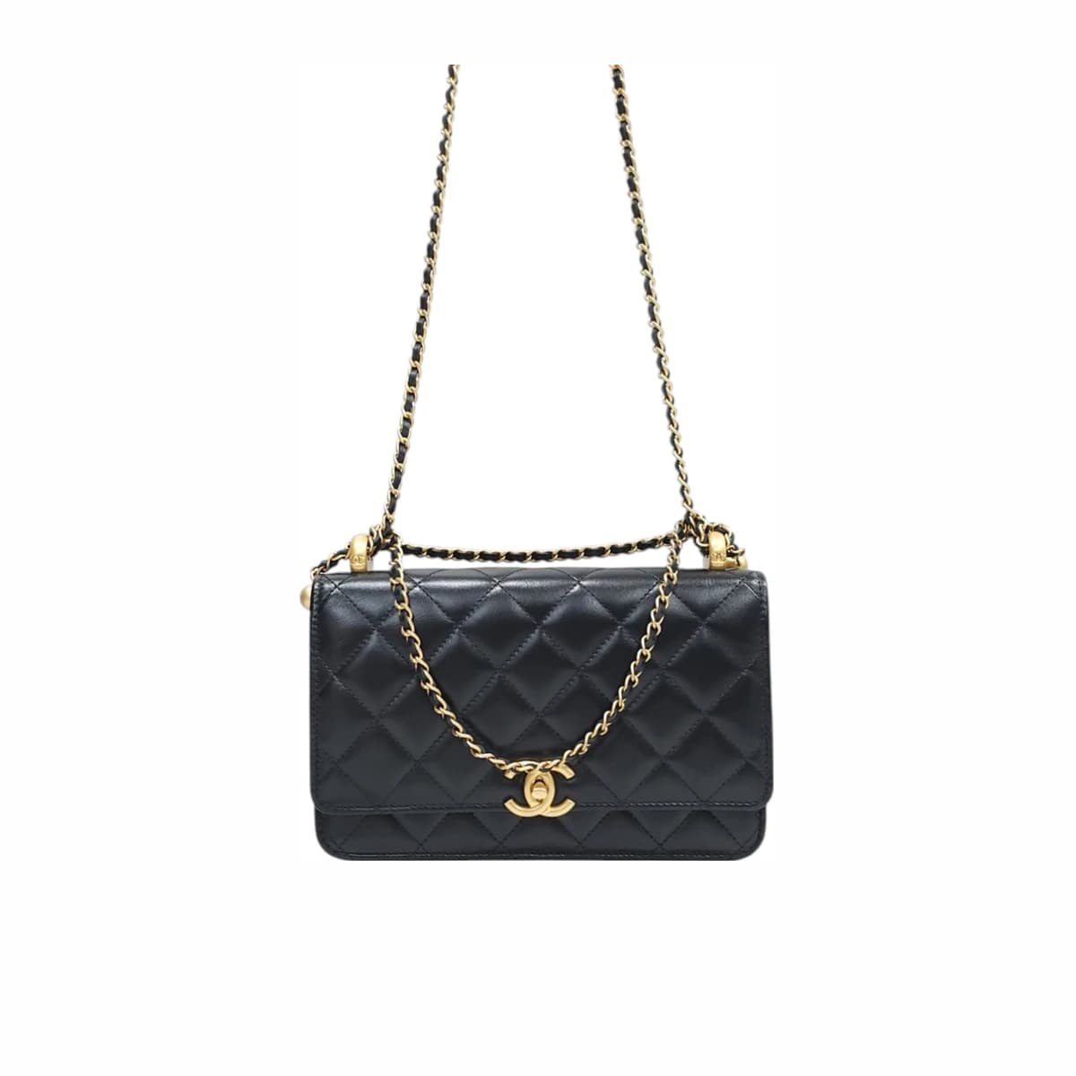 CHANEL 샤넬 공방 컬렉션 골드볼 WOC 크로스백 카프스킨 내장칩 블랙