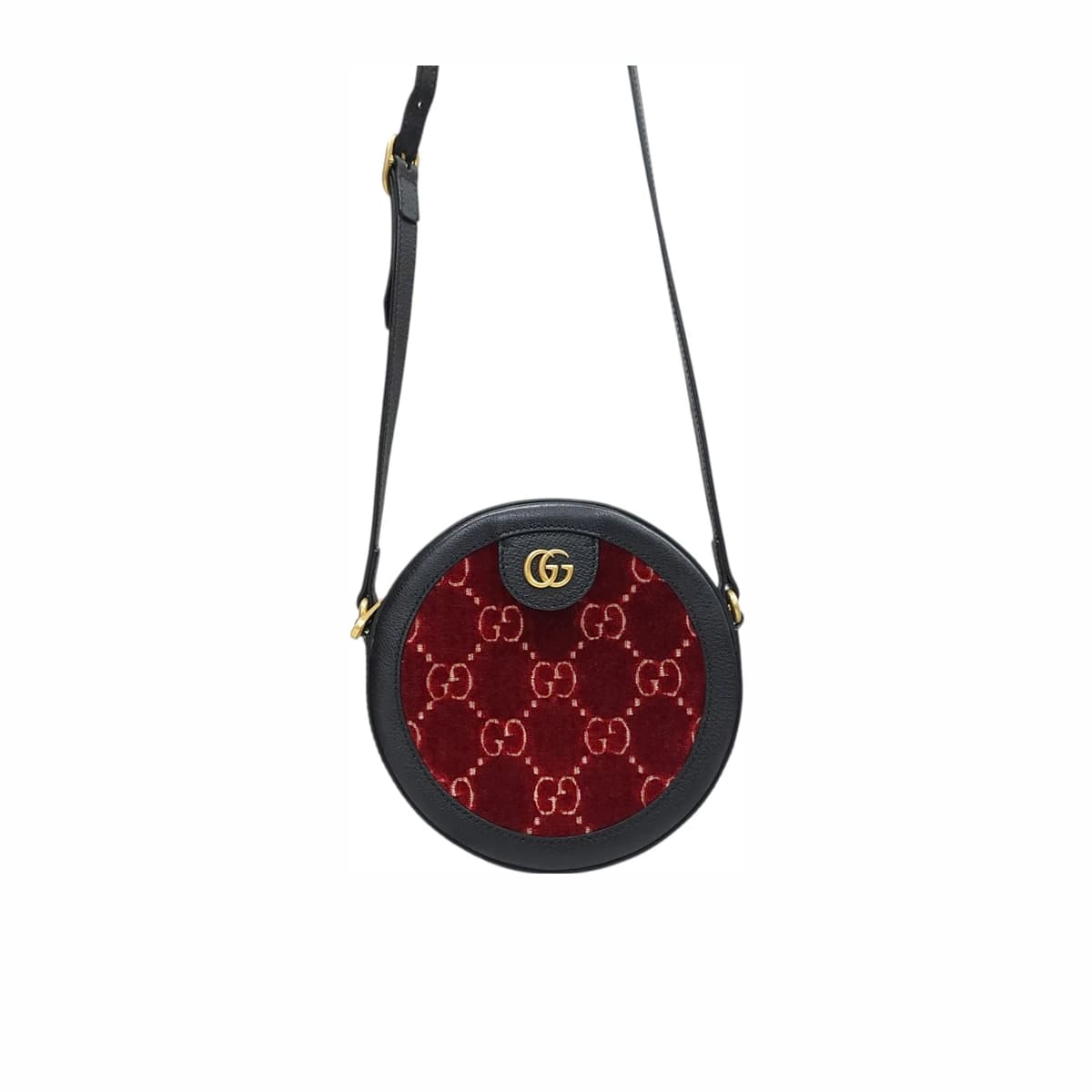 GUCCI 구찌 GG 벨벳 라운드 오피디아 미니 크로스백 가죽