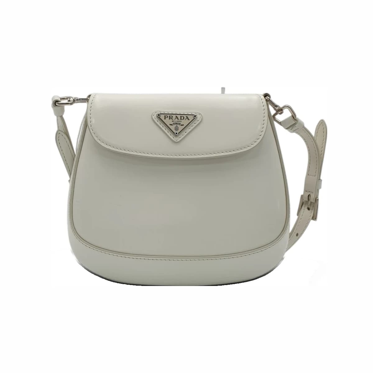 PRADA 프라다 화이트 레더 클레오 브러시드 미니백 가죽