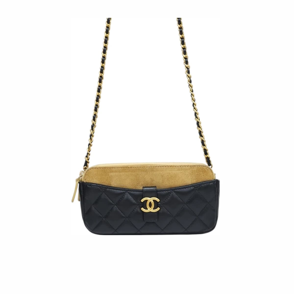 CHANEL 샤넬 25A 스웨이드 믹스 폰홀더 WOC 미니 체인백 내장칩