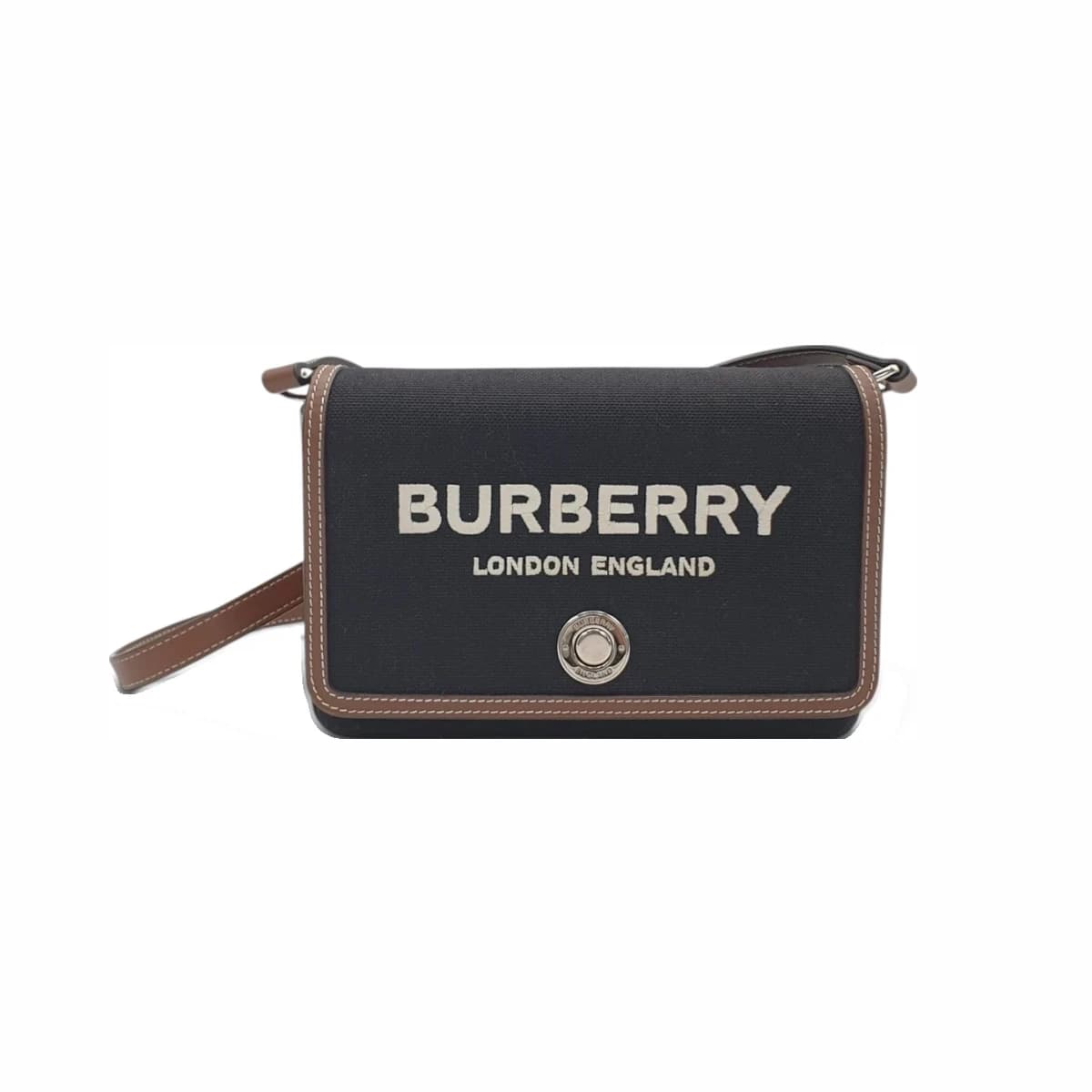 BURBERRY 버버리 화이트 로고 블랙 테크니컬 미니 크로스백 가죽
