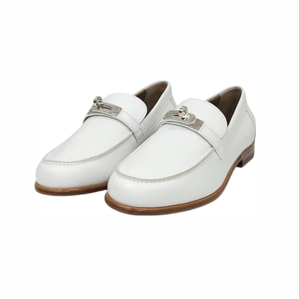 HERMÈS 에르메스 데스틴 로퍼 블랑 은장 37.5 화이트