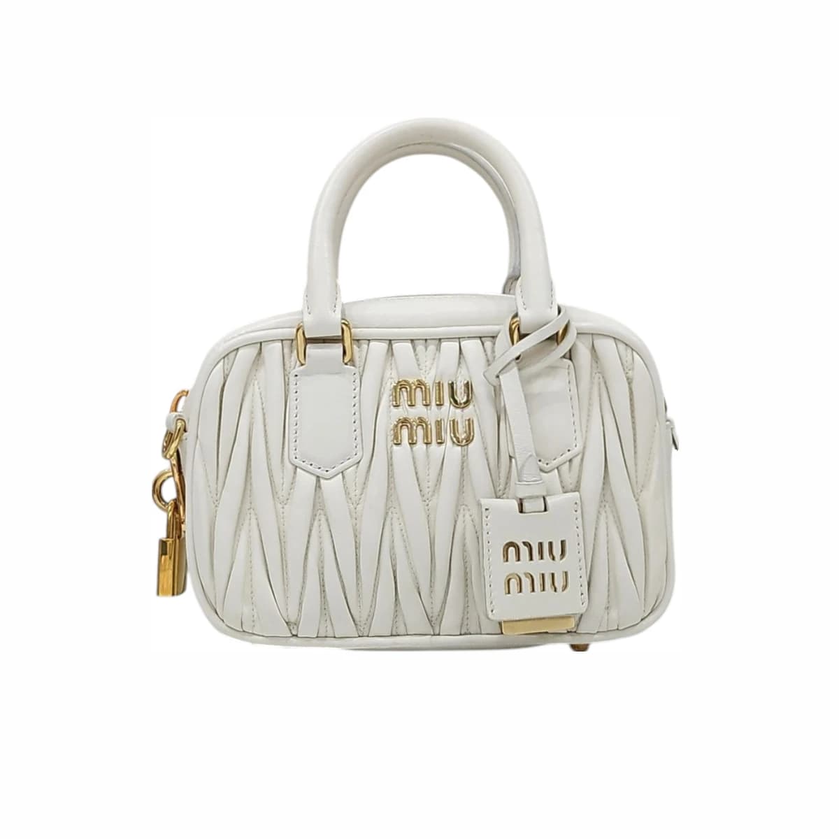 MIU MIU 미우미우 아르카디마테라세나파 가죽탑 핸들백 화이트