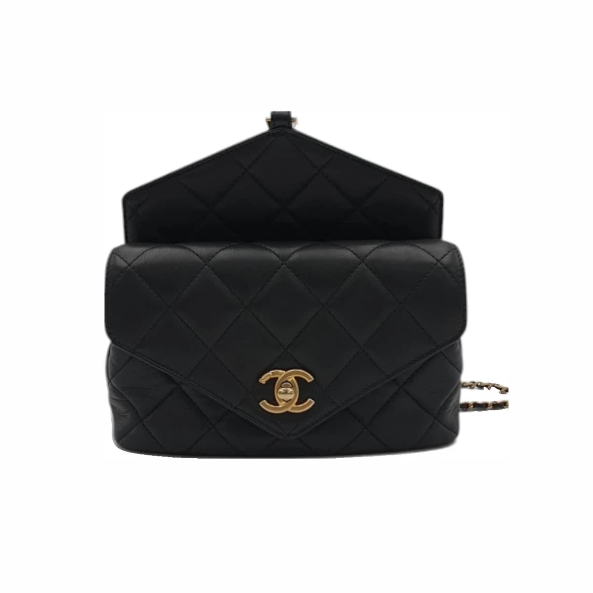 CHANEL 샤넬 블랙 카프스킨 CC 웨이스트 체인 벨트백 27번대 가죽