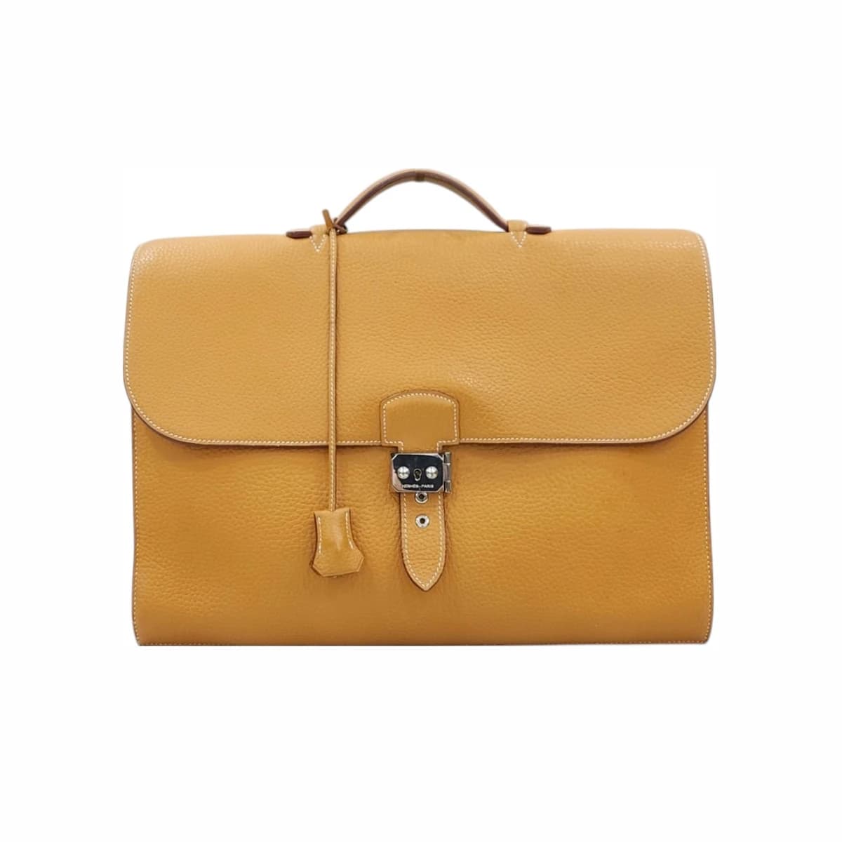 HERMÈS 에르메스 삭아데페 슈브리프 케이스 카멜 금장 280 브라운 가죽