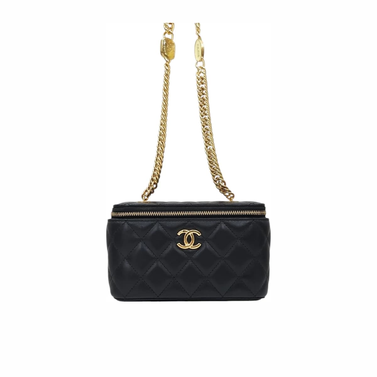 CHANEL 샤넬 CC 로고 코코 베니티 케이스 체인 백 램스킨 내장칩