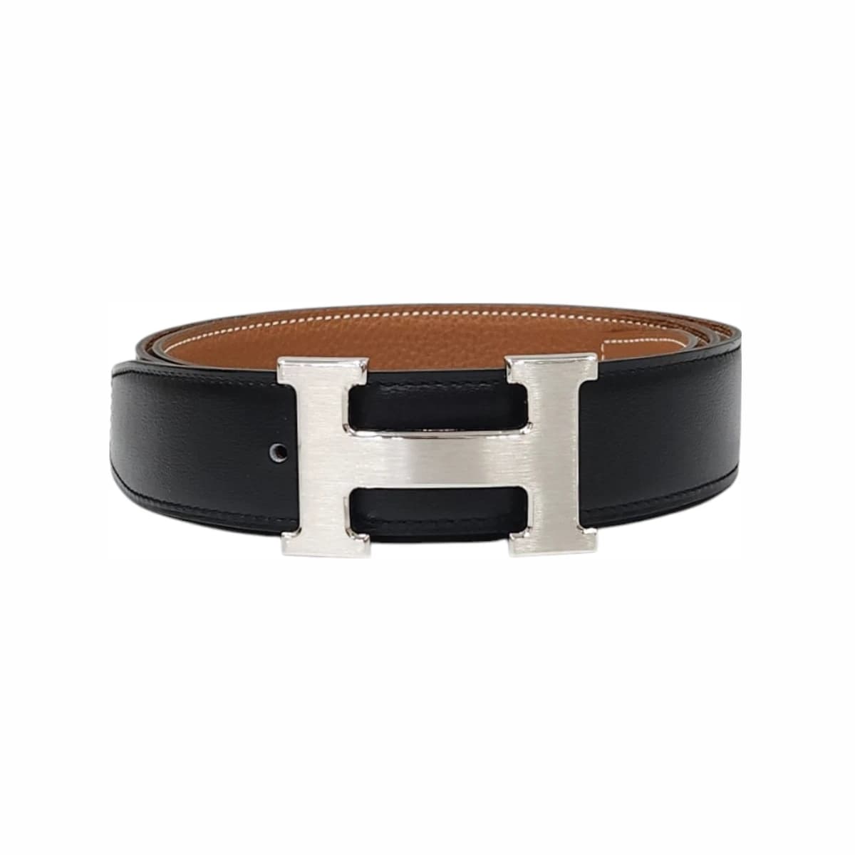 HERMÈS 에르메스 H 리버서블 가죽 벨트 블랙