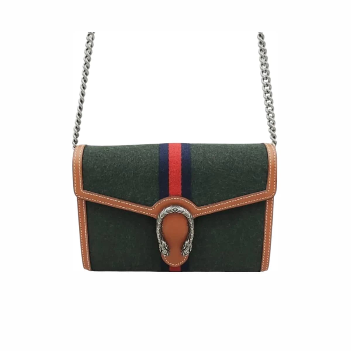 GUCCI 구찌 디오니소스 WOC 삼선 울펜트 체인 크로스백