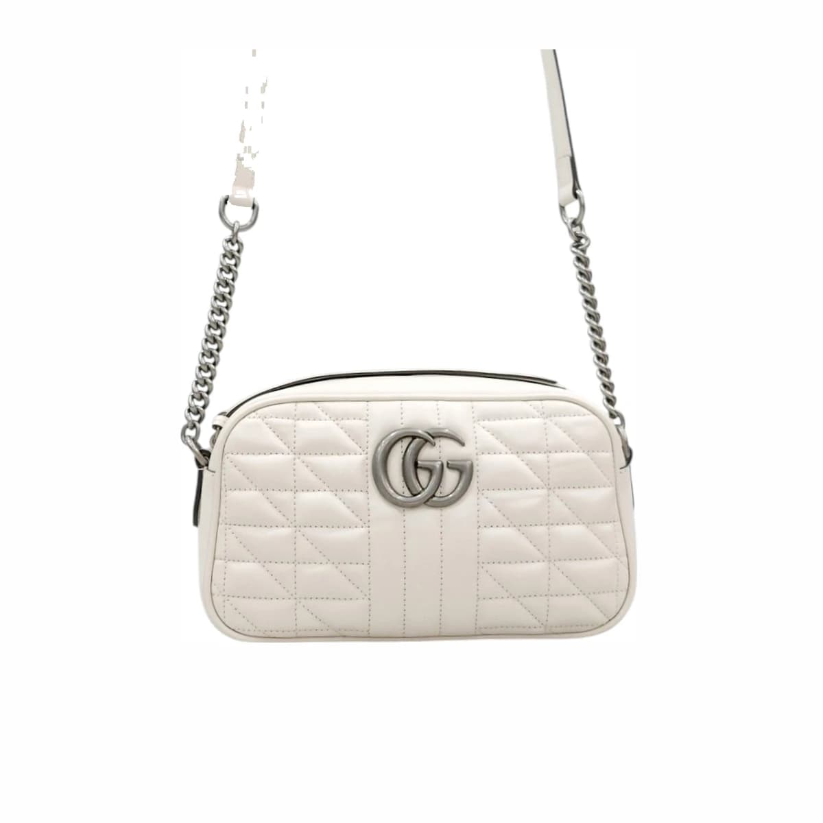 GUCCI 구찌 GG 마몽 스몰 카메라백 화이트 가죽