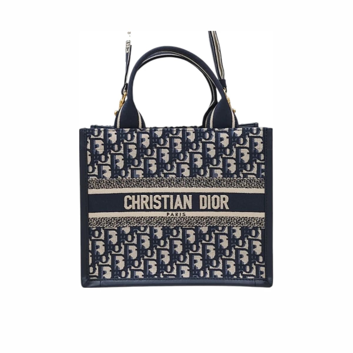 DIOR 디올 오블리크 레더 자수 북 토트백 스몰