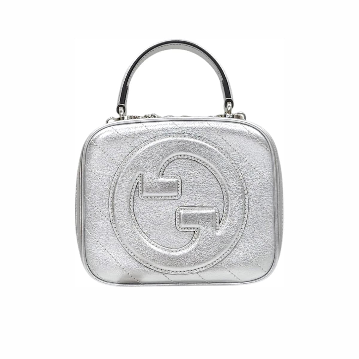 GUCCI 구찌 블론디 미니 탑 핸들백 메탈릭 실버