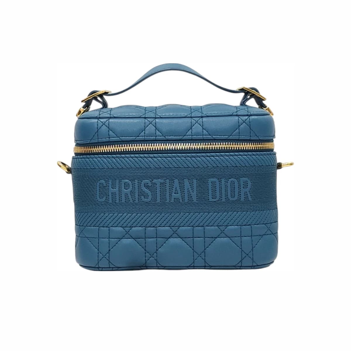 DIOR 디올 트래블 스몰 베니티 케이스 까나쥬 램스킨 블루