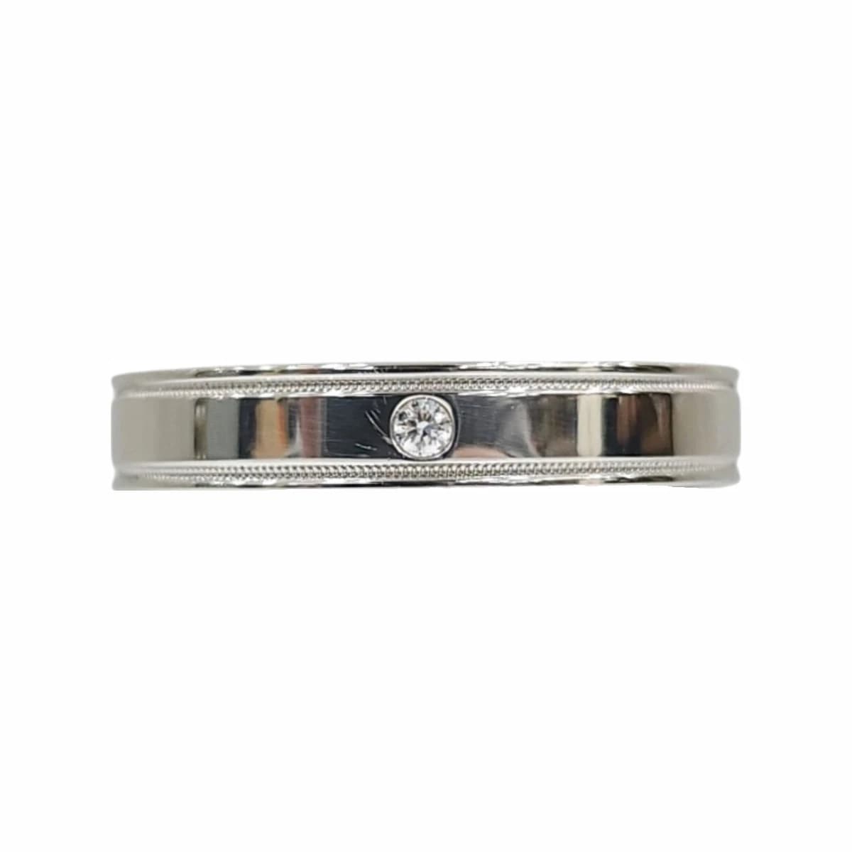 TIFFANY & CO. 티파니앤코 다이아 1P 투게더 더블 밀그레인 밴드링 플래티늄 4mm 9호