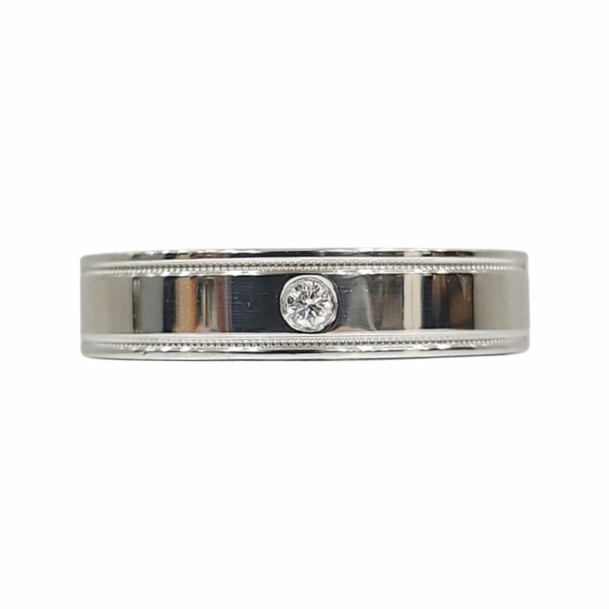 TIFFANY & CO. 티파니앤코 다이아 1P 투게더 더블 밀그레인 밴드링 플래티늄 4mm 4.5호