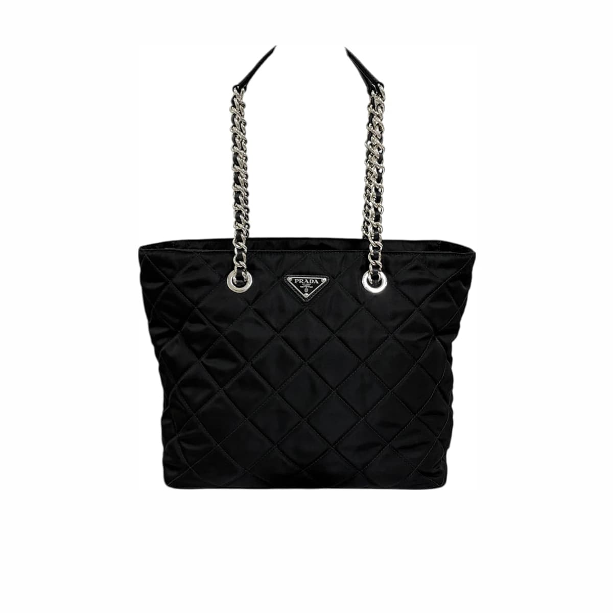 PRADA 프라다 나일론 삼각로고 퀼팅 쇼퍼백 숄더백 블랙