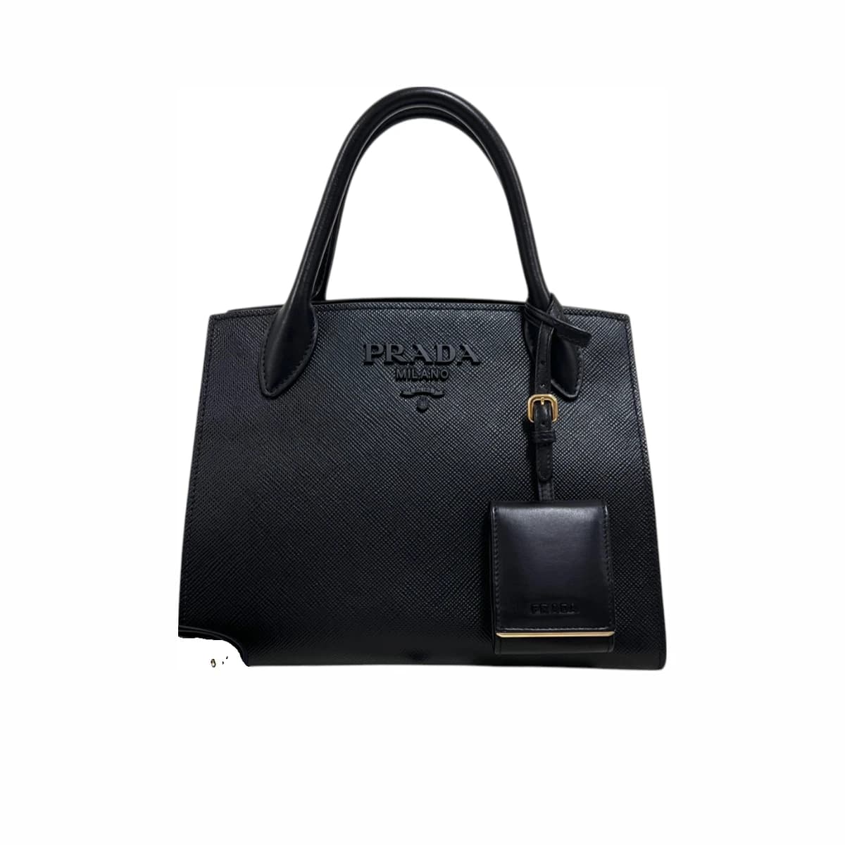PRADA 프라다 모노크롬 사피아노 토트백 & 숄더백 블랙 가죽