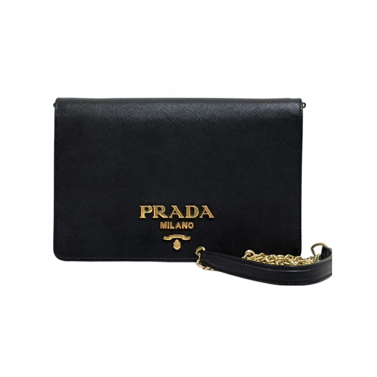 PRADA 프라다 사피아노 로고 체인 크로스백 블랙